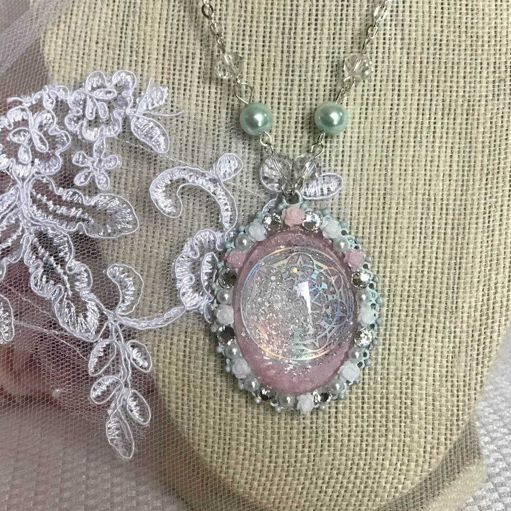 Pink pentagram necklace